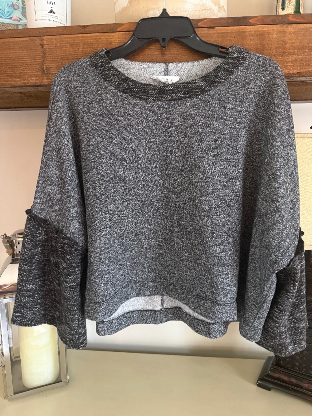THML Gray Cropped Marled Knit Sweater